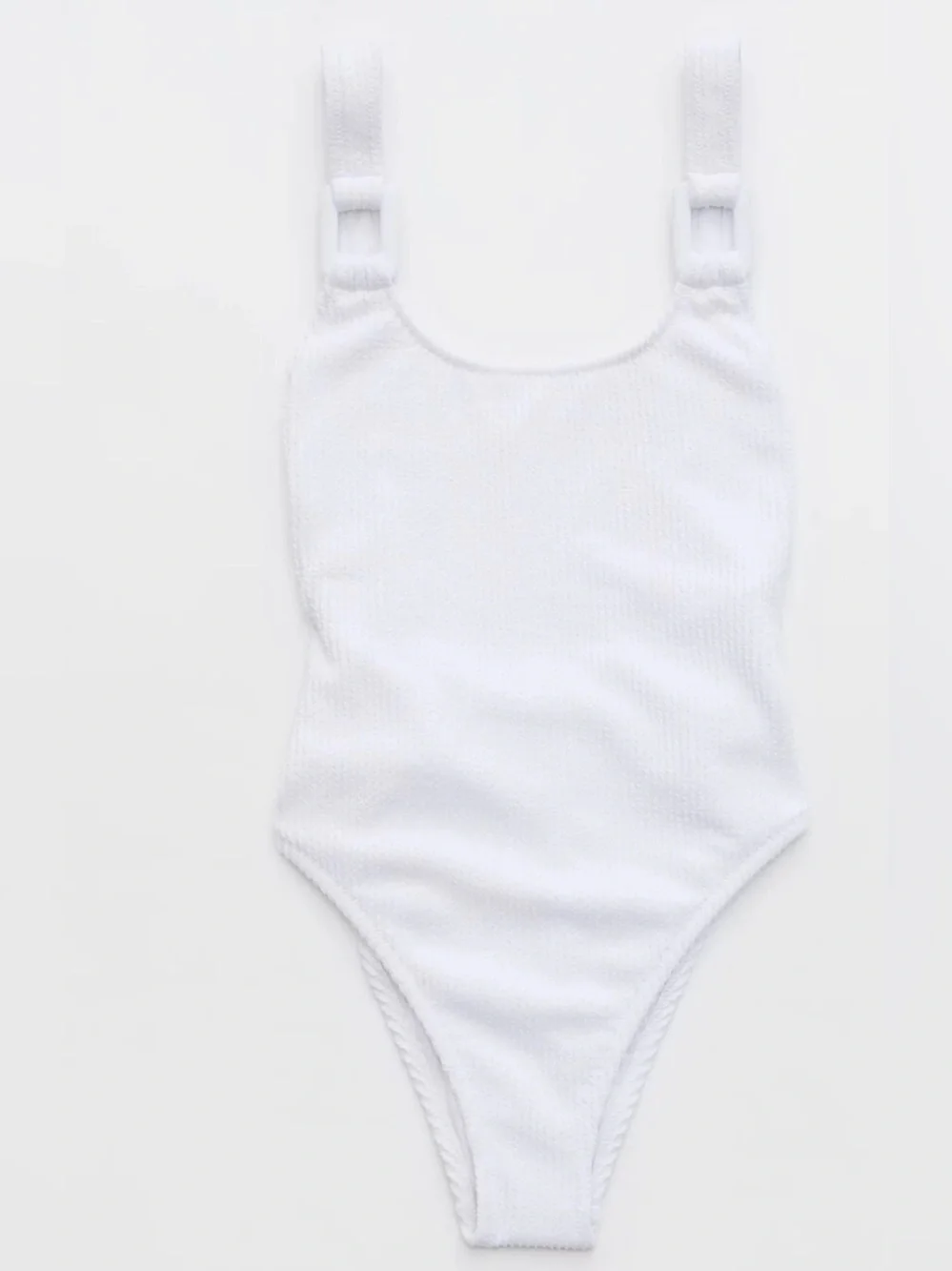 aerie Ribbed One-Piece Cheekiest Swimsuit with Buckle Straps